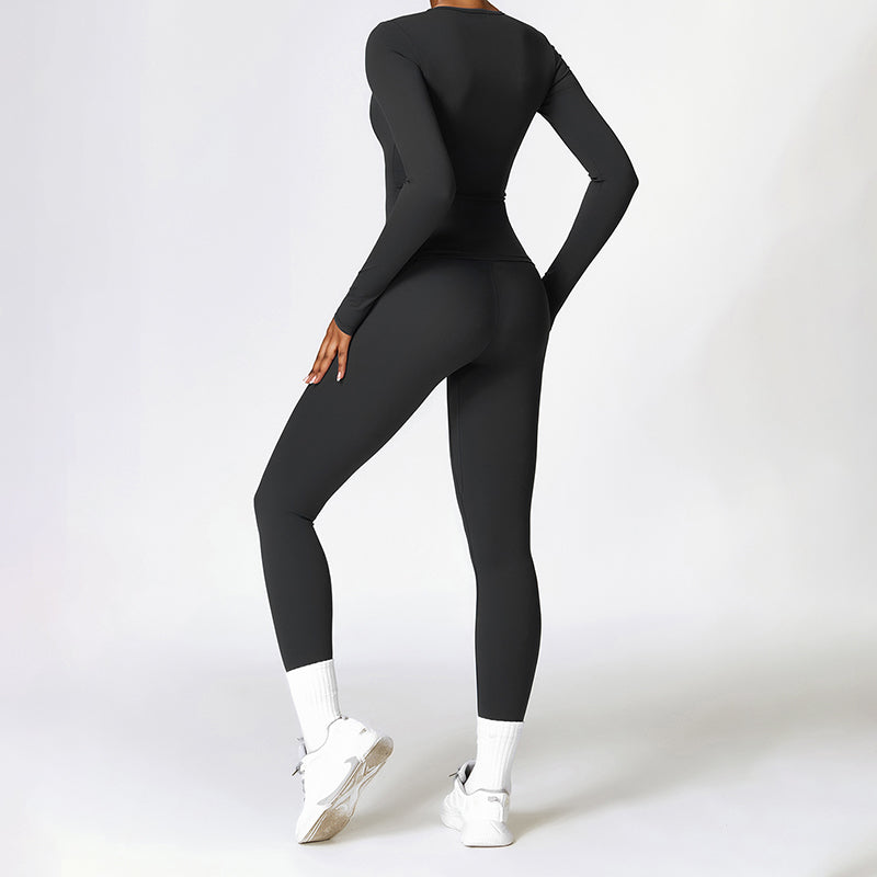 Pinsel Long Sleeve Sport Top & High Taille Fitness Leggings 2 -teiliges Set