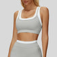 Fake two-piece contrast color stitching sports bra