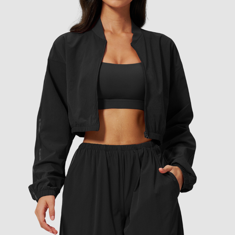 Wholesale Women's UPF50+ Sun-Protection Cropped Zip-Up Jacket – Cool-Touch Stand Collar Athletic Jacket