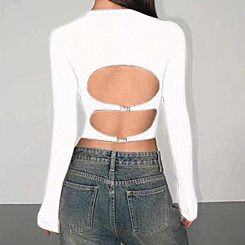 Wholesale women's sports long sleeve tops with hollow back