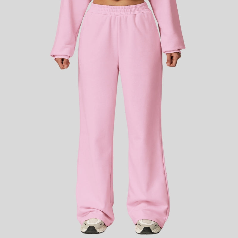 High-waisted wide-leg casual straight-leg pants