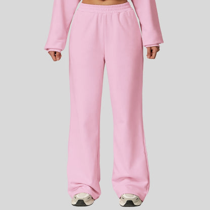 High-waisted wide-leg casual straight-leg pants