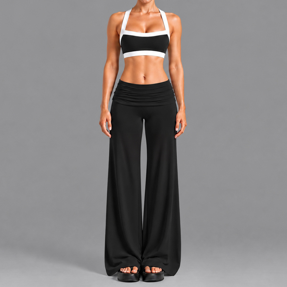 Women's Activewear Padded Sports Bra & High-Waist Long Pants Yoga Set