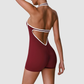 Wholesale Women's Contrast Color Sleeveless Yoga Jumpsuit – Built-In Chest Pad Tennis Fitness