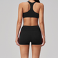 Wholesale Women's Brushed Short Sleeve Crop Top & Full-Length Leggings Set – Padded Yoga Fitness 2-Piece
