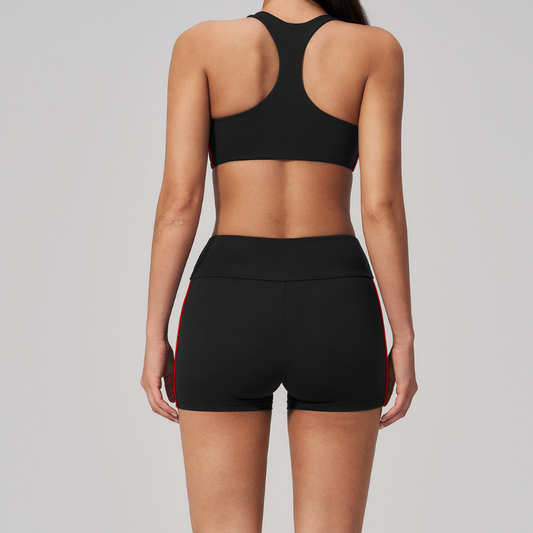 Wholesale Women's Brushed Short Sleeve Crop Top & Full-Length Leggings Set – Padded Yoga Fitness 2-Piece