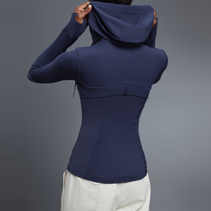 Women's yoga hooded cardigan long sleeve sports jacket