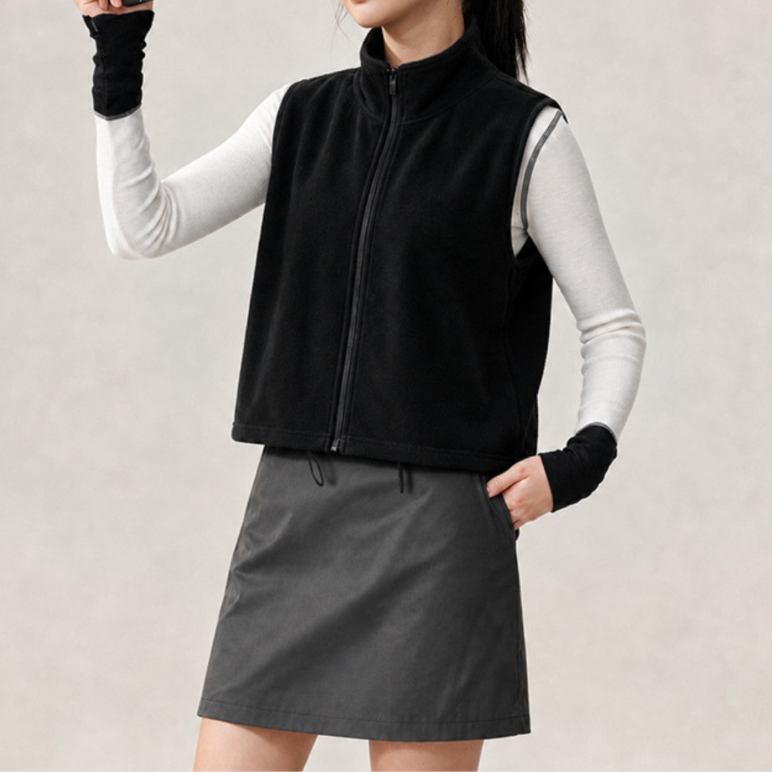 Women's Activewear Fleece Stand-Collar Zip Vest