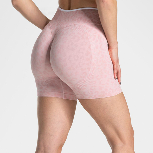 Wholesale Women's Seamless Leopard Print High-Waist Yoga Shorts