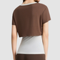 Wholesale Women's Color-Block Faux Two-Piece Yoga Short-Sleeve Top