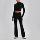Wholesale Women's Zip-Up Long Sleeve Crop Top & High Waist Leggings Set