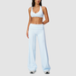 Wholesale Seam-Detail Sports Bra & Fold-up High-Waist Flare Leggings Set