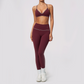 Wholesale Women's Brushed Yoga Set: V-Neck Bra & Leggings – Colorblock Tummy Control