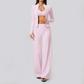 Wholesale Women's 3-Piece Yoga Set – Zip Jacket, Sports Bra & Wide-Leg Pants