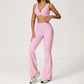 Triangle Cup Sports Bra + Flared Leg Pants 2-Piece Set