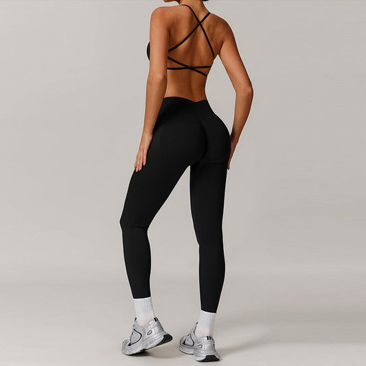 Seamless yoga bra + high waist leggings 2-piece set