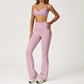 Cross-Back Sports Bra + Flared Leg Pants 2-Piece Set