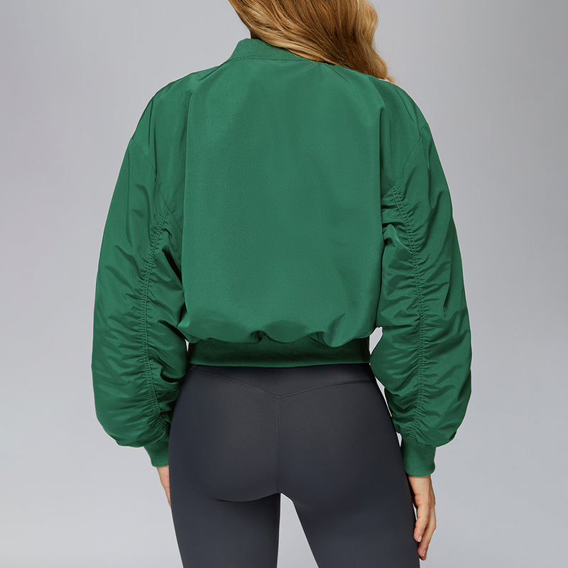 Loose cotton jacket with zipper