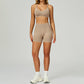 Seamless thin straps Sports Bra + High-waisted shorts 2-Piece Set