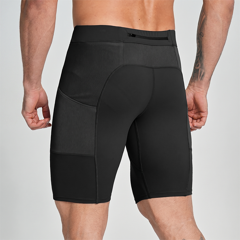 Wholesale Men's High-Waist Compression Shorts – Tummy Control Double-Layer Gym Shorts