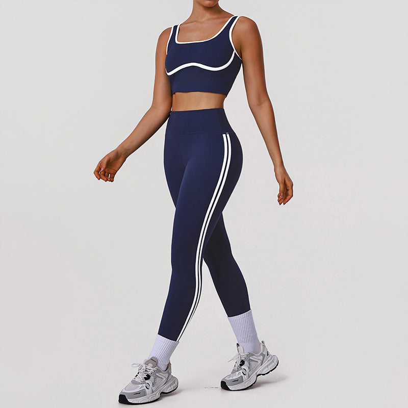 Wholesale removable padded bra + contrasting color leggings