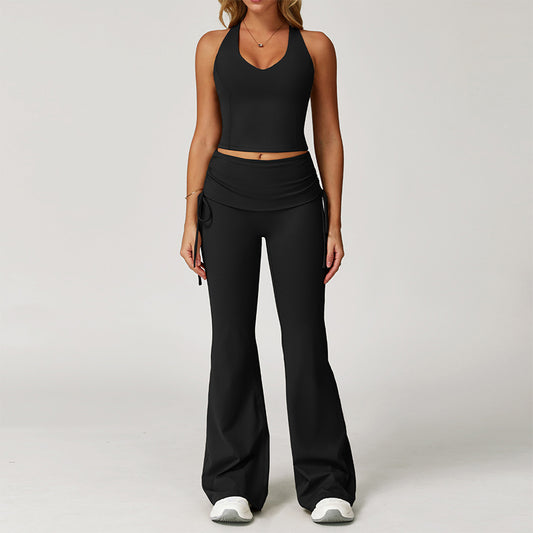 Nude Racerback yoga bra + Flared Leg pants 2-piece set