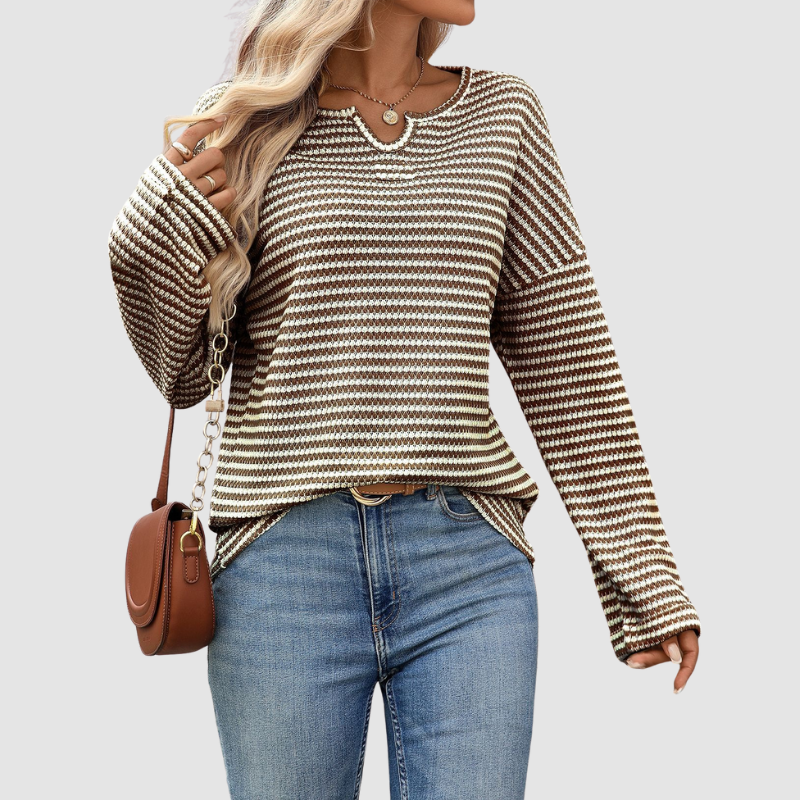 Wholesale women's striped waffle knit tops | Wonderxfans bulk activewear