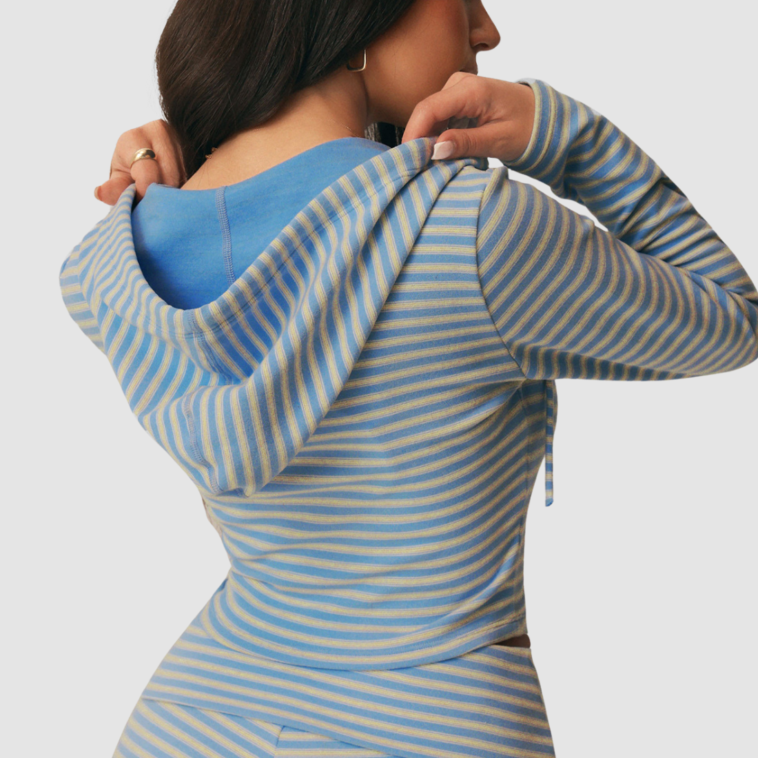 Wholesale Women's Zip Up Hoodie – Cropped Striped Jacket