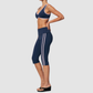 Wholesale color-blocked V-neck sports bra & striped cropped pants set