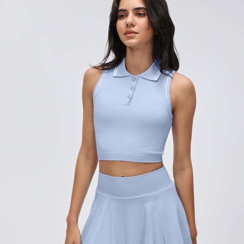 Wholesale POLO collar contrasting color yoga top