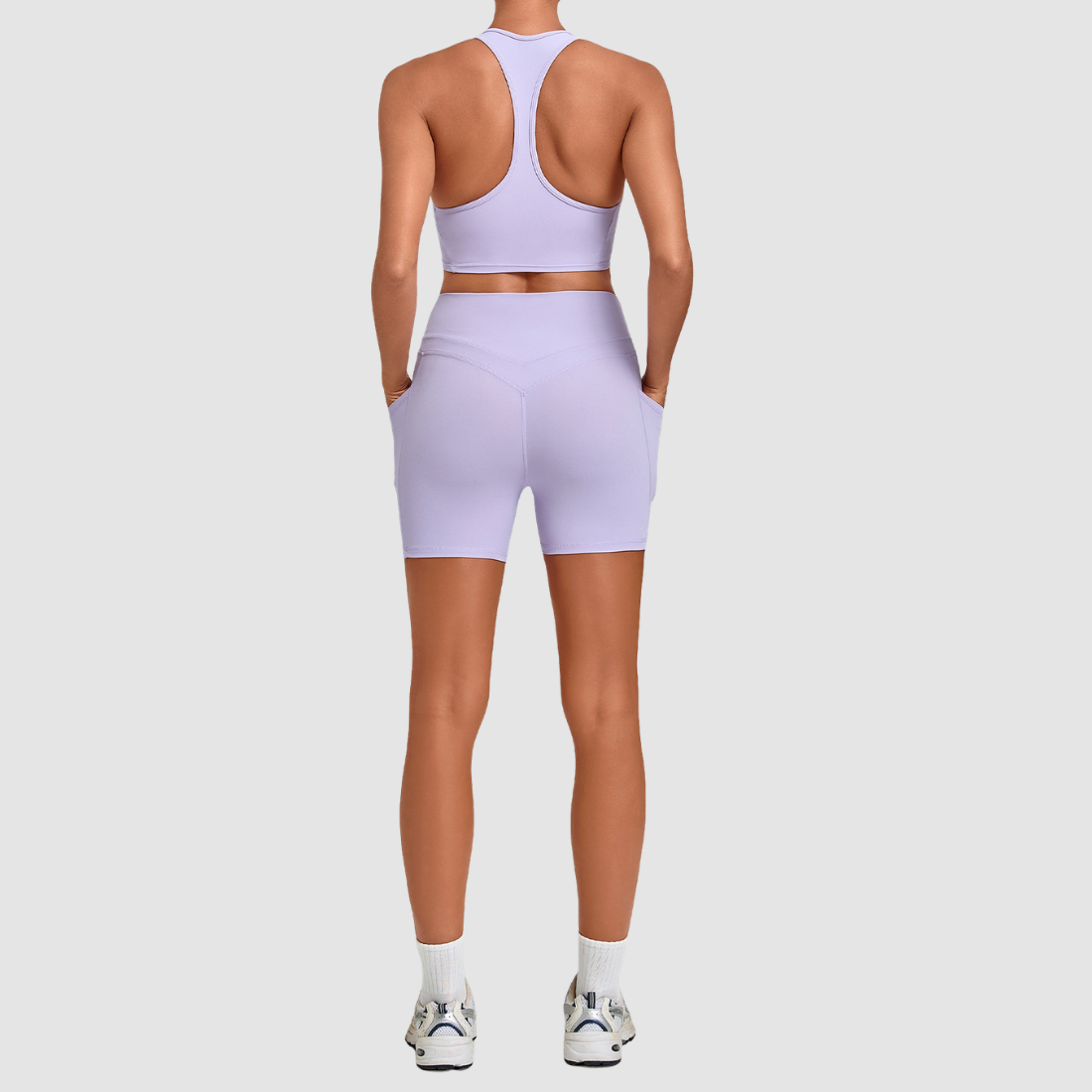 Wholesale Women’s Racerback Sports Bra & High-Waist Biker Shorts Yoga Set
