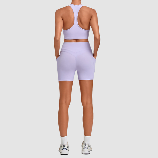 Wholesale Women’s Racerback Sports Bra & High-Waist Biker Shorts Yoga Set