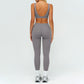 Square neckline backless sports bra+athletic slimming leggings 2-piece set
