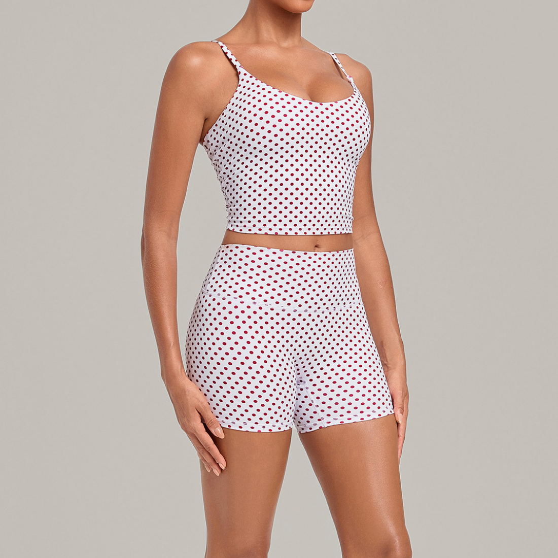 Wholesale Women's Activewear Retro Print Back-V Sleeveless Top & Leggings Yoga Set