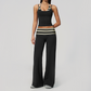 Wholesale Women's Polka Dot & Stripe Yoga Set Tank Top & Wide-Leg Pants w/ Chest Pad