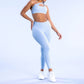 Slanted shoulder Sports Bra + High-waisted leggings 2-Piece Set