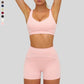Contrasting Color Sports Bra + high waist shorts 2-piece set