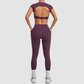 Wholesale Women's Naked-Feel Short Sleeve Crop Top + High-Waist Leggings Set – Moisture-Wicking Yoga Fitness Activewear