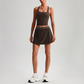 Wholesale Sleeveless Sports Top & Pleated Tennis Skirt Set – Quick-Dry Athletic 2-Piece with Built-In Shorts
