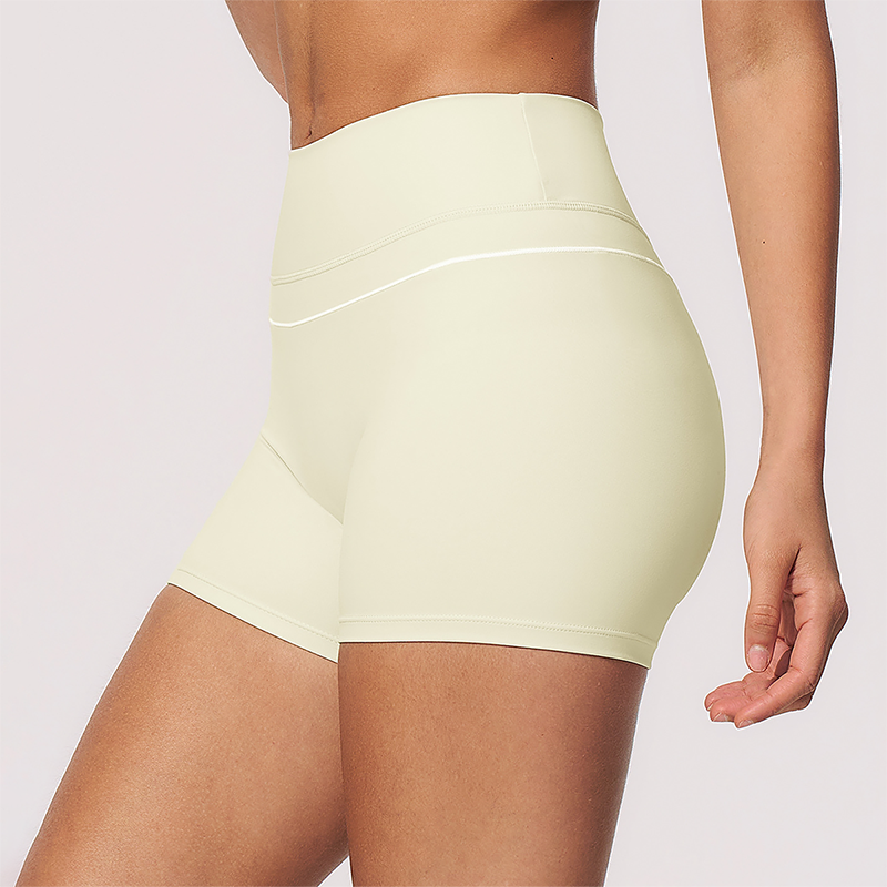 Wholesale Women's Brushed Yoga Shorts – Colorblock Tummy Control Butt Lift