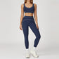 Contrasting Color Sports Bra + high waist leggings 2-piece set