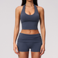 Wholesale Women's Cross-Back Halter Sports Bra and Shorts Set – Brushed Yoga Set
