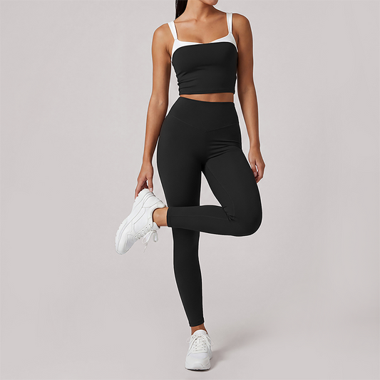 Wholesale Women's Quick-Dry Yoga Set Sleeveless Sports Bra & Capri Pants with Chest Pad