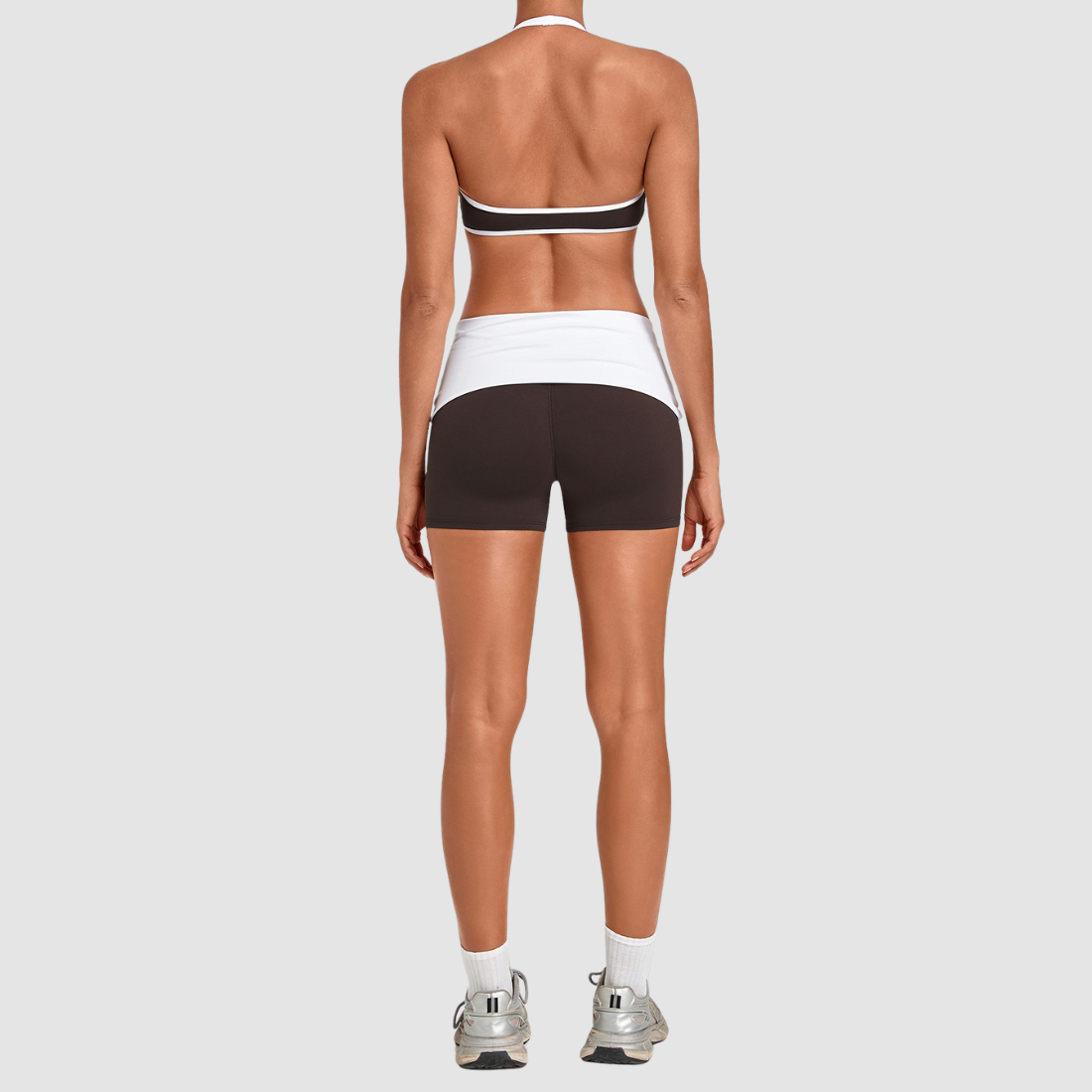 Wholesale Women's Halter Top & Foldover-Waist Yoga Shorts Set