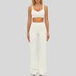 Contrasting bra with removable bra pads+High-waisted wide-leg pants 2-piece set