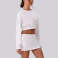 Wholesale Women's Button-Front Cropped Cardigan – Casual Athletic Zip-Up Sweatshirt Jacket