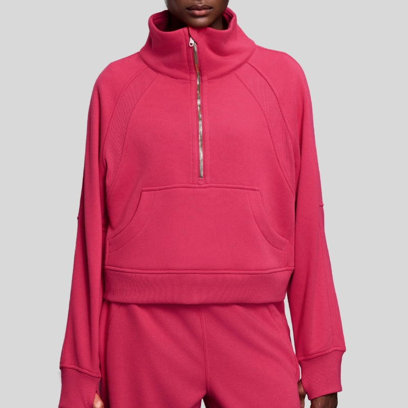 Half-Zip Stand Collar Fleece Sweatshirt