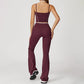 Fake two-piece halter tank top + High-waisted flared leg pants Set
