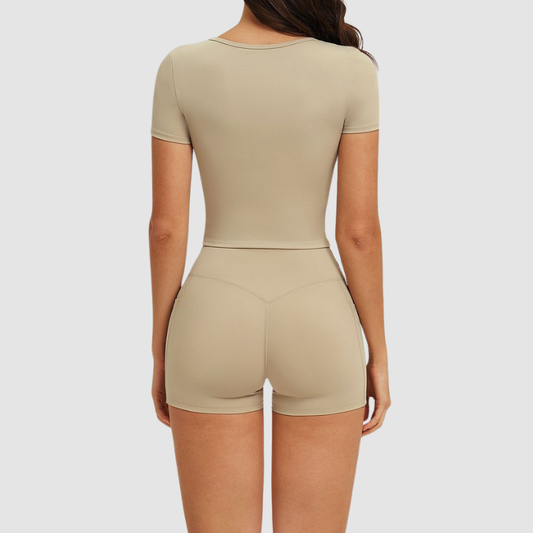 Wholesale Short-Sleeved T-shirt + High-Waisted Shorts | Wonderxfans bulk activewear