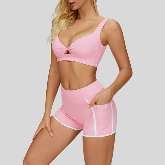 Wholesale Beautiful Backless Sports Bra+Contrasting Fitness | Wonderxfans bulk activewear